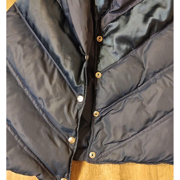 VINTAGE Obermeyer Vest Womens Large Navy Down Puffer Snap Front Ski Chevron 80s - Picture 5 of 15